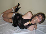 trannie hogtied and cleave gagged with pantyhose